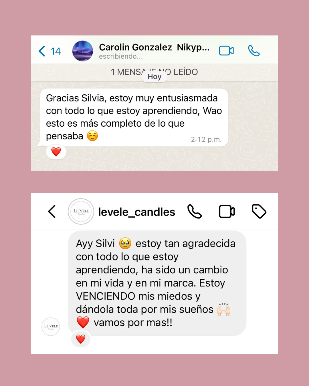 Mensajes de alumnas agradecidas con el reto