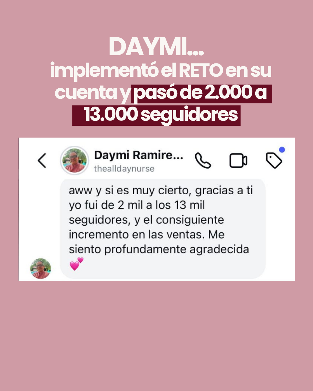 Daymi pasó de 2.000 a 13.000 seguidores con el reto