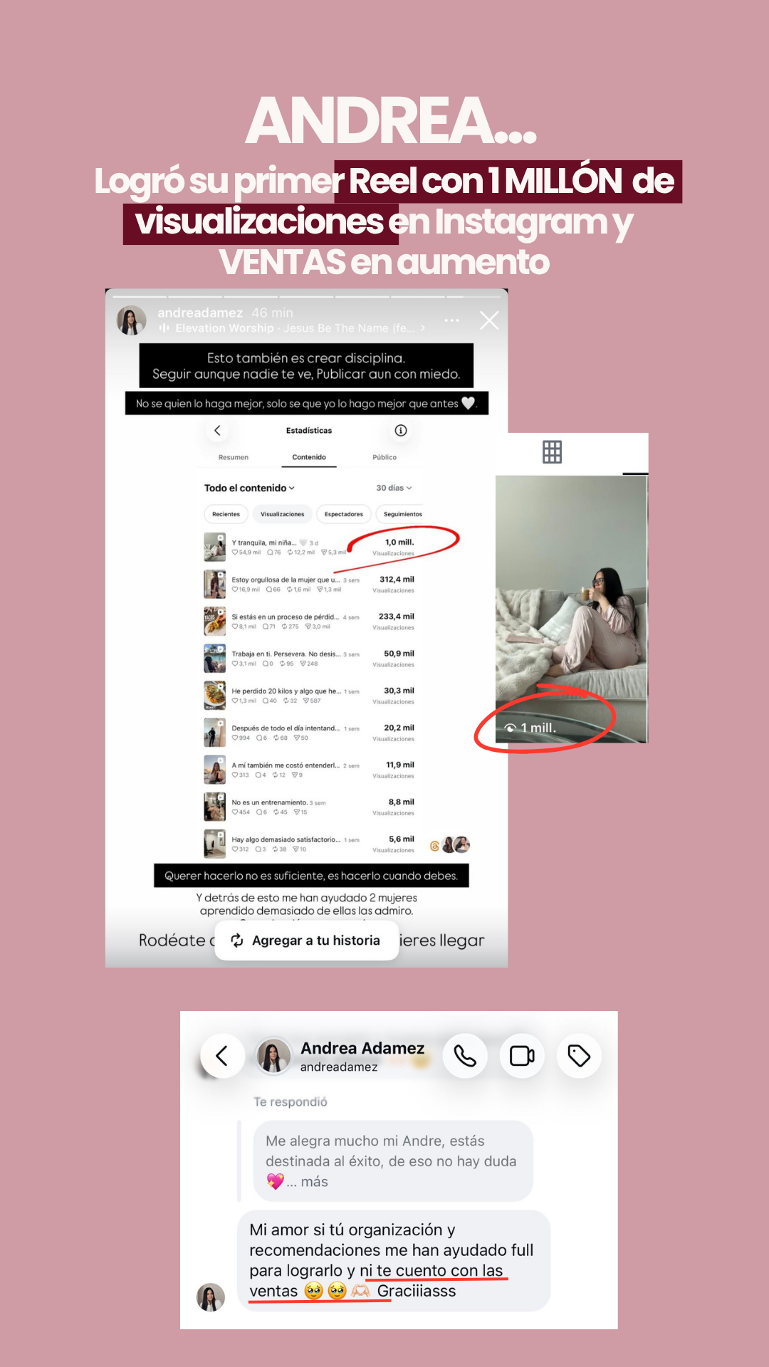 Andrea logró su primer Reel con 1 millón de visualizaciones y aumentó sus ventas